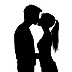 Couple loving people silhouette   