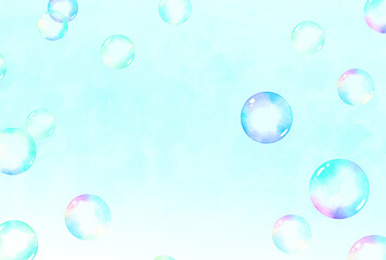 背景素材_水彩_シャボン玉_空