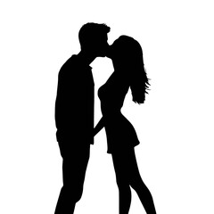 Couple loving people silhouette   
