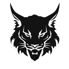 Bobcat silhouette face logo on white background