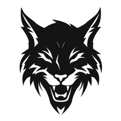 Bobcat silhouette face logo on white background