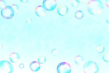 背景素材_水彩_シャボン玉_空