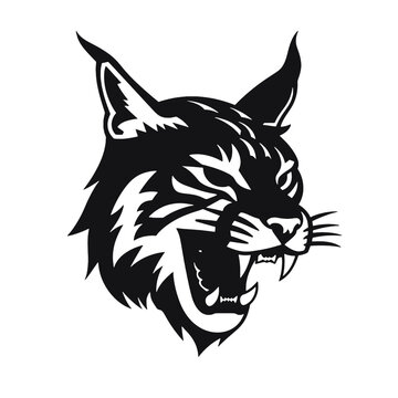 Bobcat silhouette face logo on white background