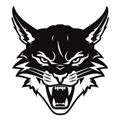 Bobcat silhouette face logo on white background