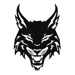 Bobcat silhouette face logo on white background