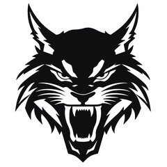 Bobcat silhouette face logo on white background