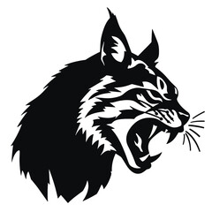 Bobcat silhouette face logo on white background