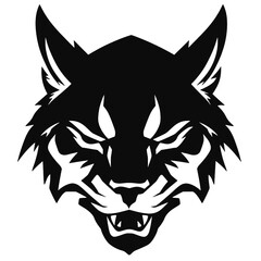Bobcat silhouette face logo on white background