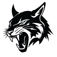 Bobcat silhouette face logo on white background