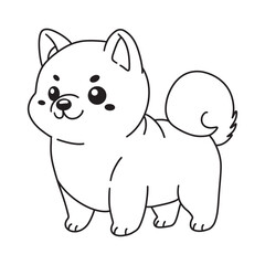 Obraz na płótnie Canvas Line art of Shiba inu puppy cartoon vector