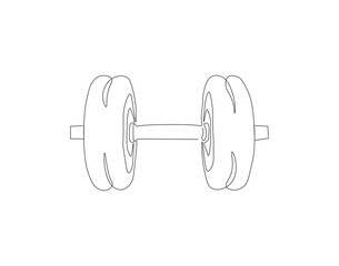 Continuous Line Drawing Of Dumbbell. One Line Of Barbell. Barbell Continuous Line Art. Editable Outline.
