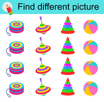 Logic game for children. Find different picture.