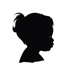 children happy silhouette illustration in black