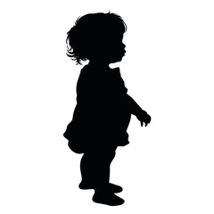 children happy silhouette illustration in black