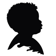 children happy silhouette illustration in black