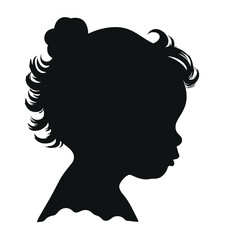 children happy silhouette illustration in black