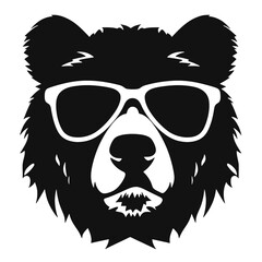 Bear Wearing Glasses Logo Monochrome Design Style