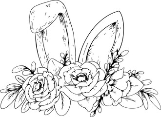 Hand drawn cute happy easter element illustration on transparent background.