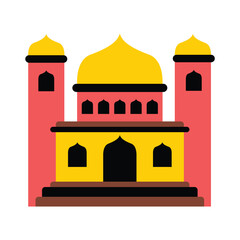 Mosque islamic building, flat design