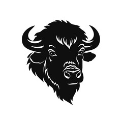 Bison Silhouette Vintage Logo Design Emblem Template