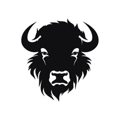 Bison Silhouette Vintage Logo Design Emblem Template