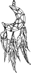 Obraz premium Hand drawn dream catcher illustration on transparent background.