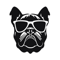 English bulldog wearing eyeglasses