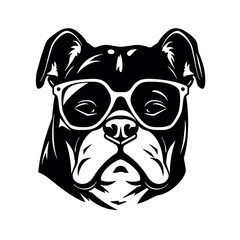 English bulldog wearing eyeglasses