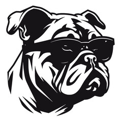 English bulldog wearing eyeglasses