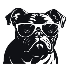 English bulldog wearing eyeglasses