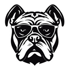 English bulldog wearing eyeglasses