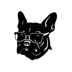 English bulldog wearing eyeglasses