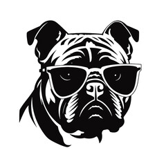English bulldog wearing eyeglasses