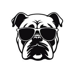 English bulldog wearing eyeglasses