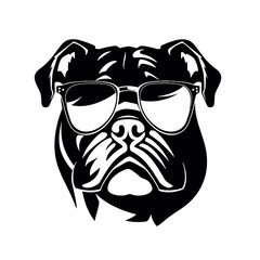 English bulldog wearing eyeglasses