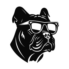 English bulldog wearing eyeglasses
