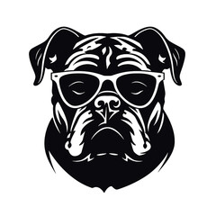 English bulldog wearing eyeglasses