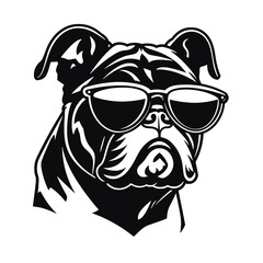 English bulldog wearing eyeglasses