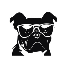 Naklejka premium English bulldog wearing eyeglasses
