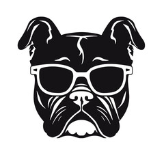 English bulldog wearing eyeglasses