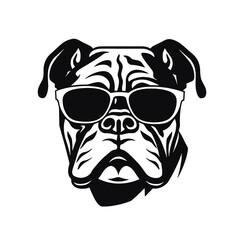 English bulldog wearing eyeglasses