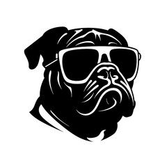 English bulldog wearing eyeglasses