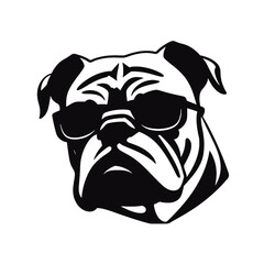English bulldog wearing eyeglasses