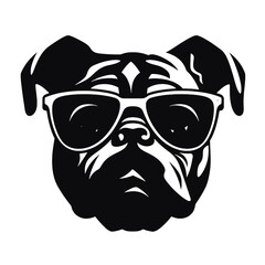 English bulldog wearing eyeglasses