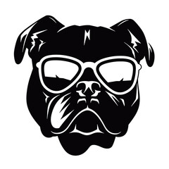 English bulldog wearing eyeglasses