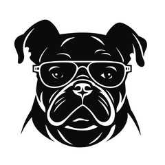 English bulldog wearing eyeglasses