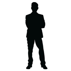 Businessman in suit avatar, front view. Abstract isolated vector silhouette