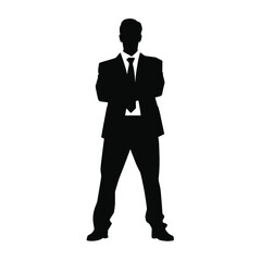 Businessman in suit avatar, front view. Abstract isolated vector silhouette
