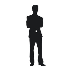 Businessman in suit avatar, front view. Abstract isolated vector silhouette