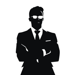 Businessman in suit avatar, front view. Abstract isolated vector silhouette